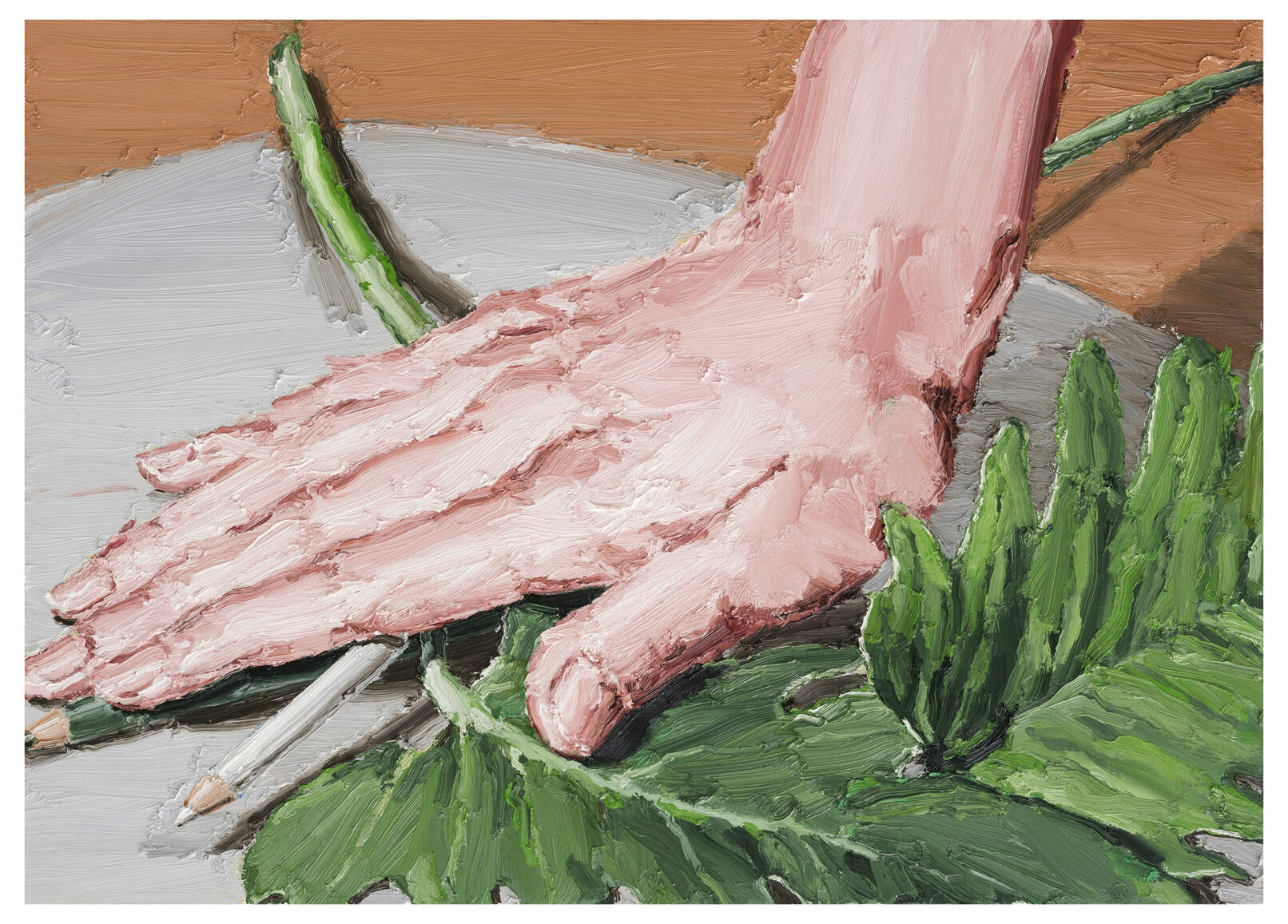 Hand and leaves